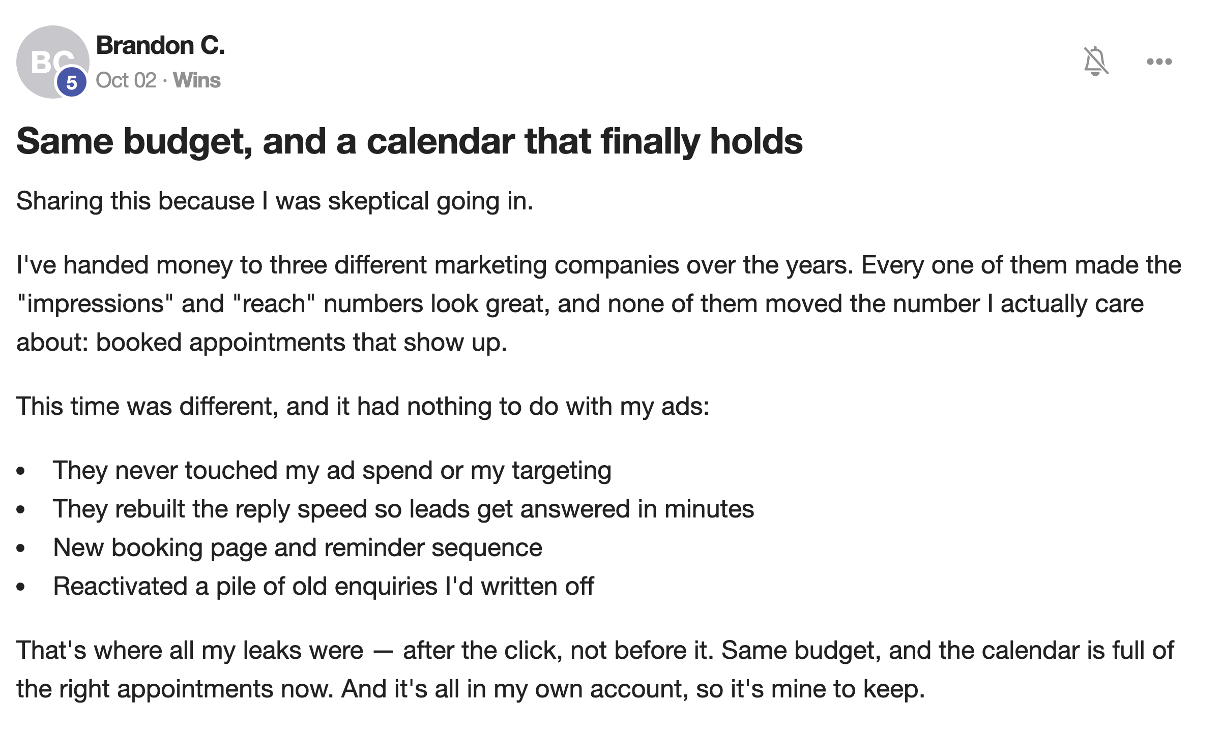 Client message